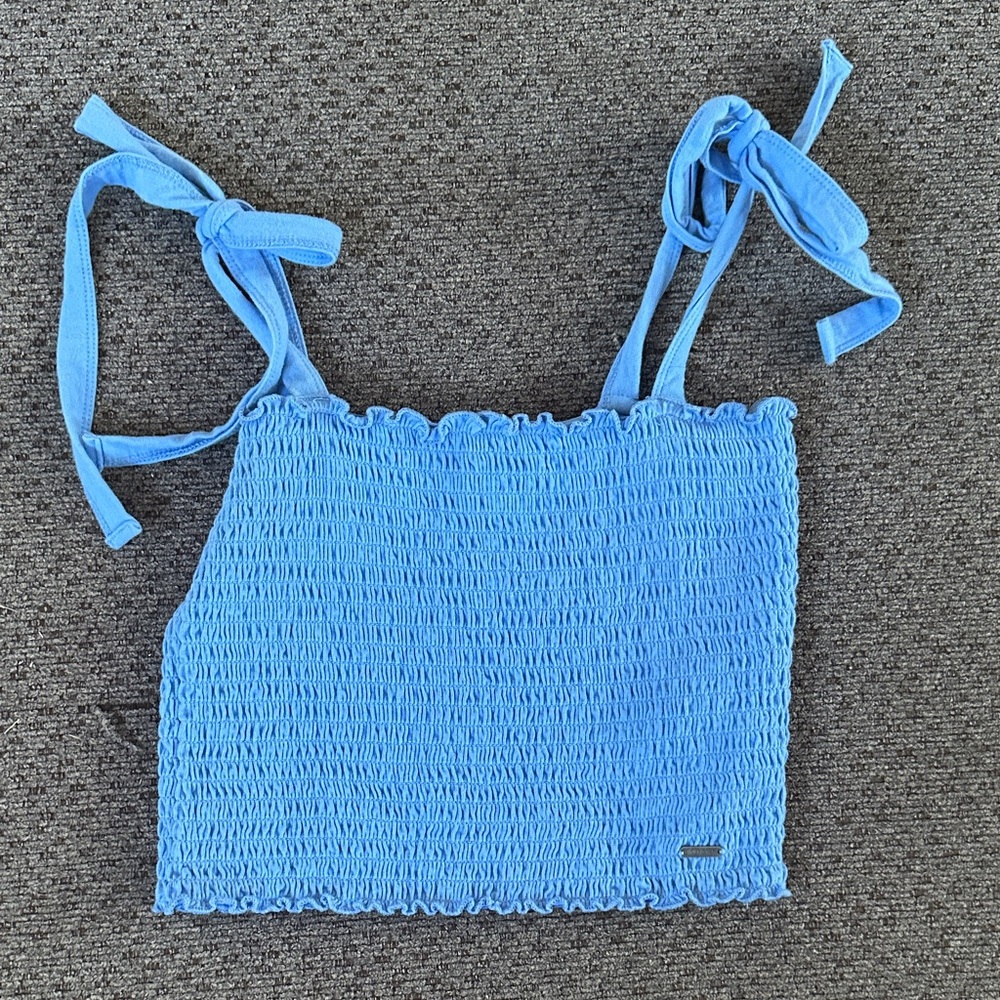 Hollister Blue Smocked Crop Top
